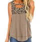 Women's Sleeveless Color Block Leopard Print Top