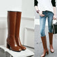 Women's Retro Square Toe Boots with Side Zipper