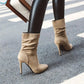 Elastic Ankle Booties with Pointed Toe Heels