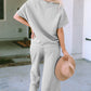 Textured Drawstring Waistband Pants and Top Set