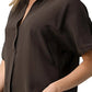 Dark Grey Silk Oversized Blouse – Effortless Dolman Sleeve Top | Femstylo