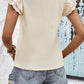 Textured V-Neck Flutter Sleeve Blouse