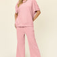 Textured Knit Short Sleeve Top and Pants Set
