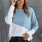 Light Blue White Patchwork Dropped Shoulder Sweatshirt