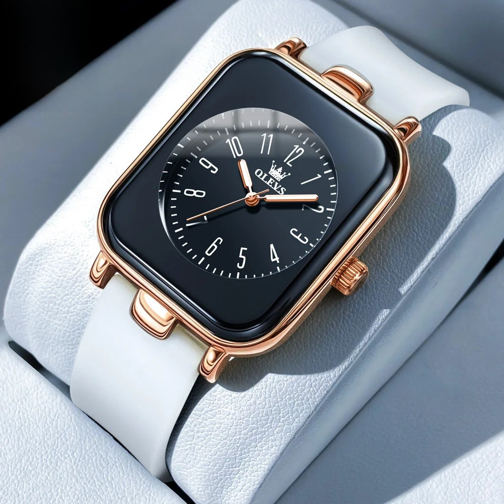 Women's Rectangular Silicone Quartz Watch
