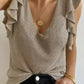 Khaki Cascading Ruffles Knit Tank Top