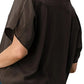 Dark Grey Silk Oversized Blouse – Effortless Dolman Sleeve Top | Femstylo