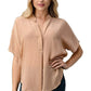 Dark Grey Silk Oversized Blouse – Effortless Dolman Sleeve Top | Femstylo