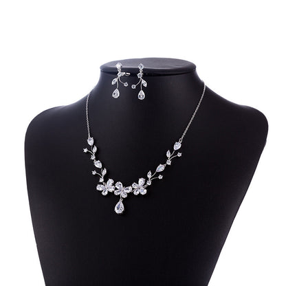 New Bridal Necklace And Earrings Suite Butterfly Zircon
