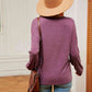 Contrast V-Neck Long Sleeve Blouse