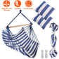 Hammock Hanging Chair Canvas Porch Patio Swing Seat Portable Camping Rope Seat Wooden Stick Hammock Chair with 2 Pillows 265LBS Load-bearing
