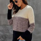 Winter Black Color Block Netted Texture Pullover Sweater