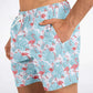 Flamingo Blue Floral Swim Trunks