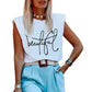Padded Shoulder Letter Print Tank Top