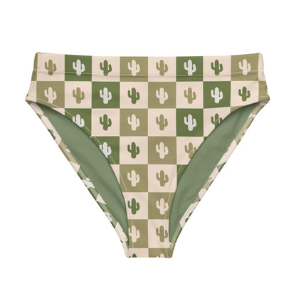 Desert Grid high-waisted bikini bottom