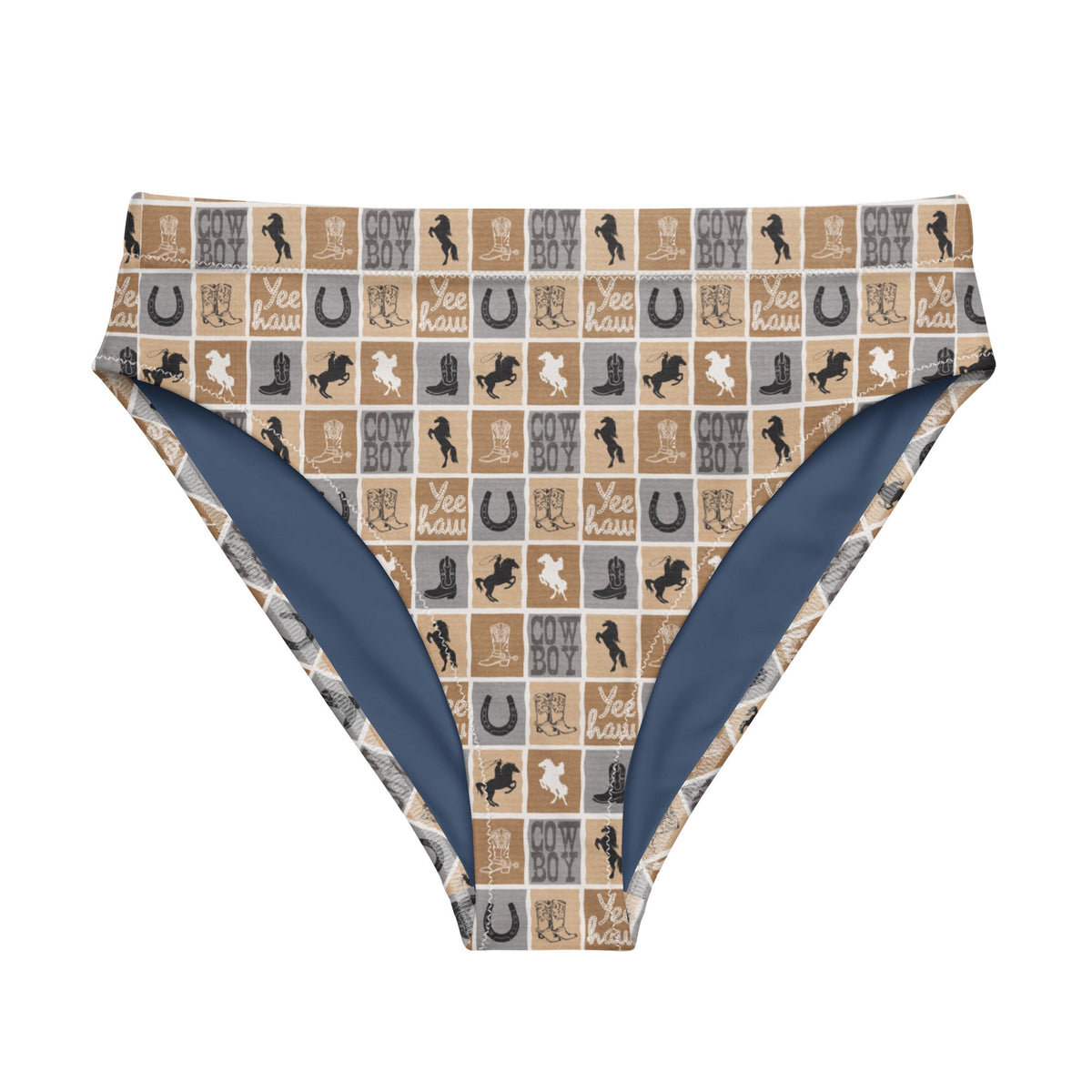 Western Check high-waisted bikini bottom
