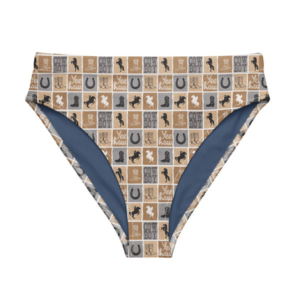 Western Check high-waisted bikini bottom