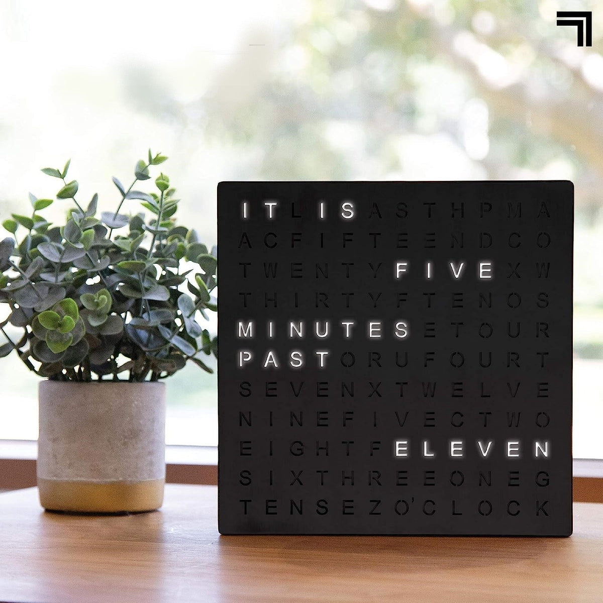 Alphabet Digital Word Clock, Light-Up Desk & Wall Clock, Modern Time Display, Shelf or Wall Decor for Home Office, Living Room, Kitchen & Bedroom, Housewarming Gift, Holiday Gifts