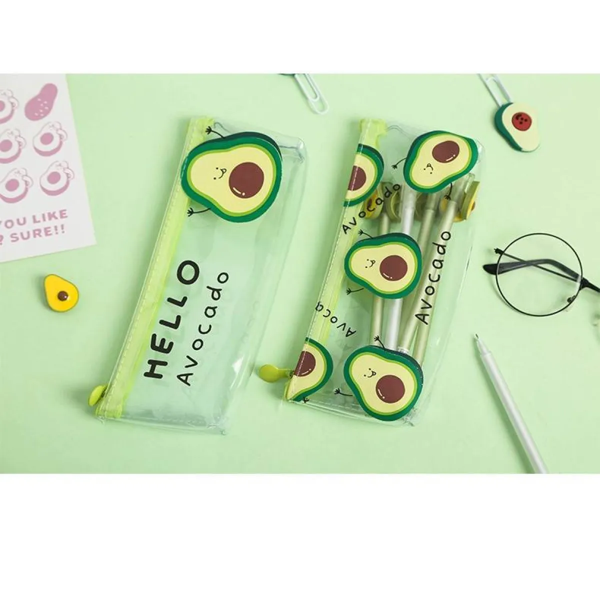 Cute Kawaii Avocado Pencil Case