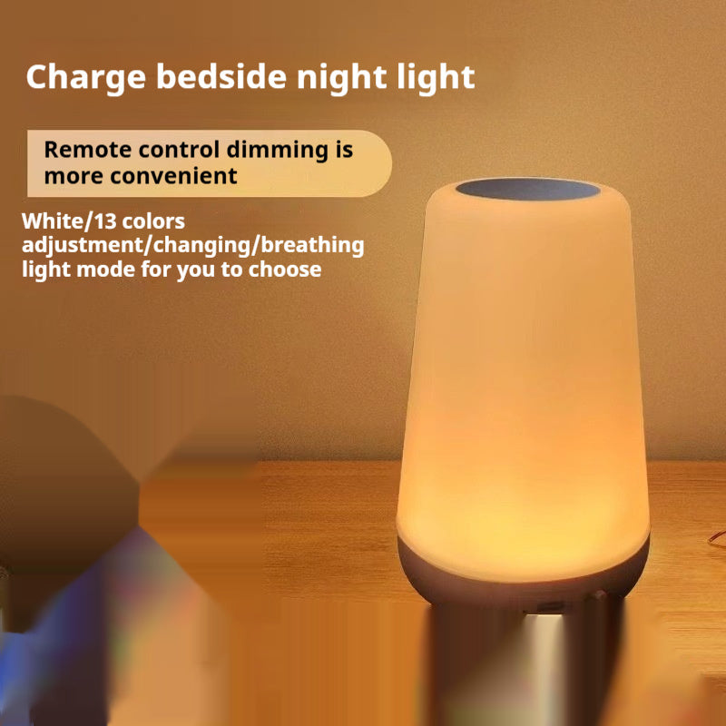 Creative Wood Grain Chargeable With Remote Control Touch Lamp