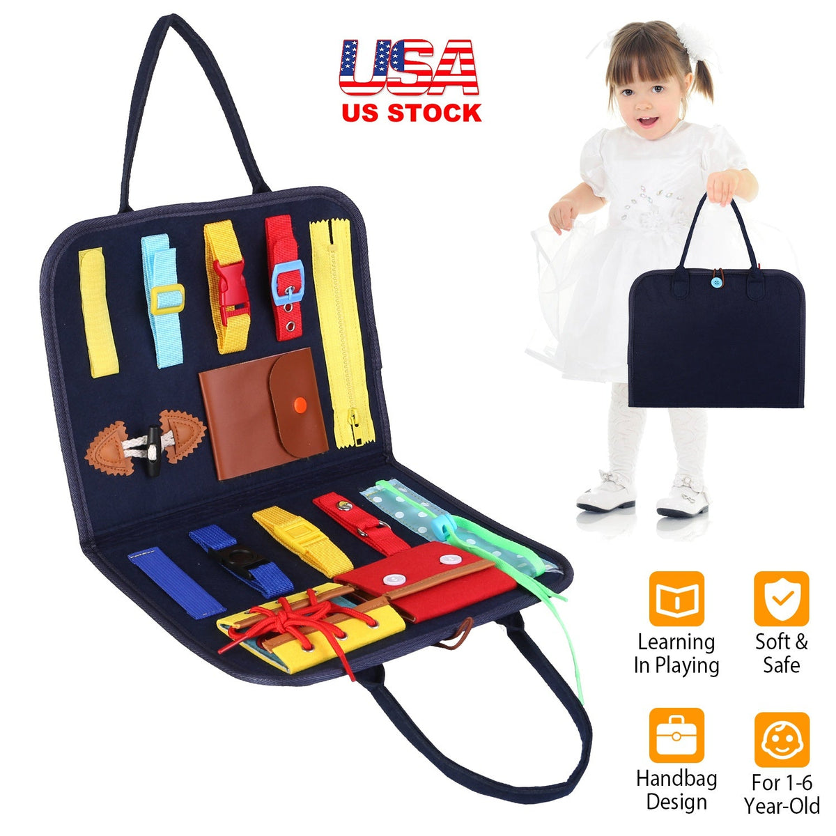 Kids Busy Board Sensory Activity Board Preschool Learning Toys Montessori Educational Gift for 1-6 Years Old Baby Toddler Girls Boys