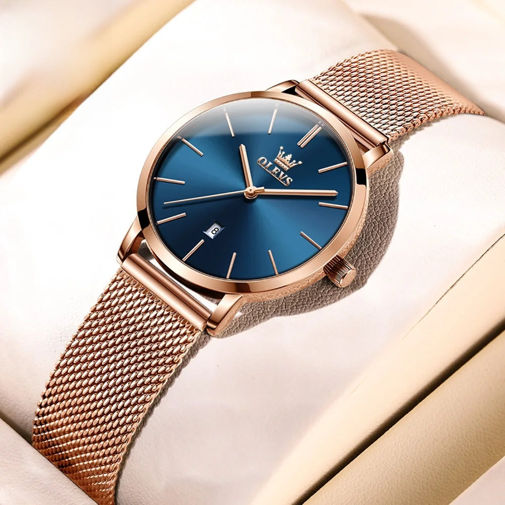 Women's Minimalist Mesh Date Quartz Watch