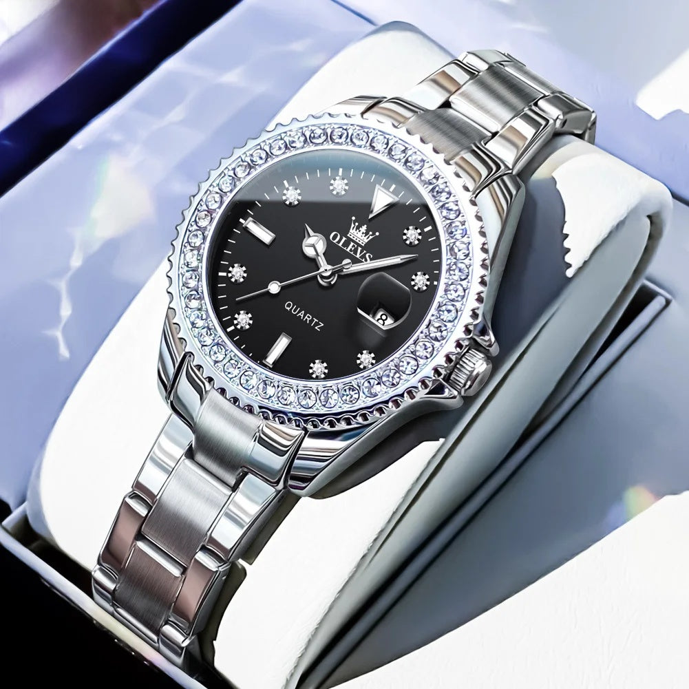 Women's Sunray Dial Crystal-Bezel Quartz Watch