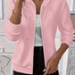 Texture Zip-Up Hoodie with Drawstring