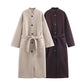 Long Belted Elegant Coat For Women