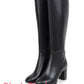 Women's Retro Square Toe Boots with Side Zipper