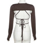 Backless Long Sleeve Crop Tops