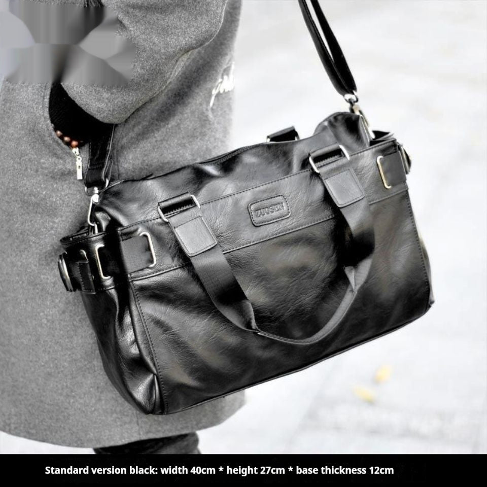 Men's Handbag Leather Casual Large-capacity Travel Shoulder Bag