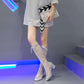 Beige Mesh Summer Long Sandal Boots