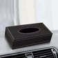 Black Faux Leather Car Tissue Box Cover