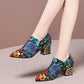 Black Rhinestone Rose Sandals Mesh Fish Mouth Heels