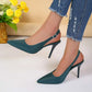 Black Satin High Heel Sandals Closed Toe