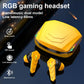 Bluetooth 5.0 RGB Yellow Gaming Earphones Low Latency Wireless Stereo Headphones Bass Earbuds With Mic Headphones Wearable Music Player HiFi Quality Sound Sport Earphones With Charging Case For Outdoor Running Gym Workout 65ms