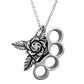 Brass Knuckle Rose Pendant Necklace Gothic Statement