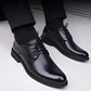 Brown Pointed Toe Leather Shoes with Black Sole