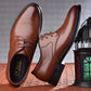 Brown Pointed Toe Leather Shoes with Black Sole