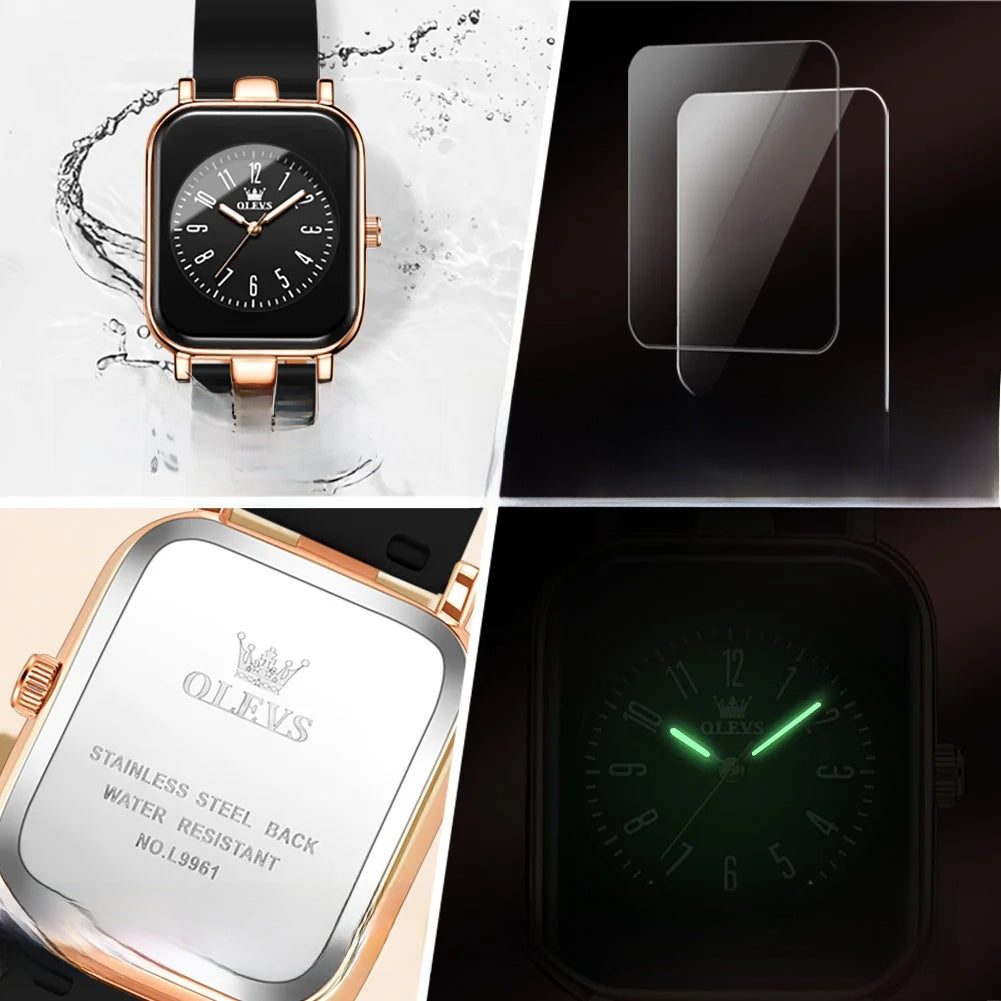 Women's Rectangular Silicone Quartz Watch