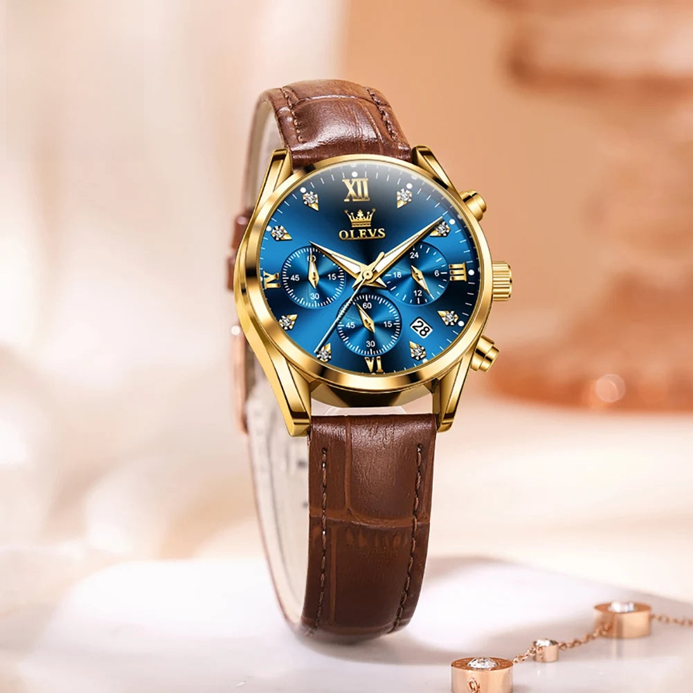 Women's Multifunction Leather Quartz Watch