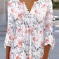 Women’s Printed Spike Button Three-Quarter Sleeve Casual Top