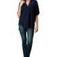 Dark Grey Silk Oversized Blouse – Effortless Dolman Sleeve Top | Femstylo