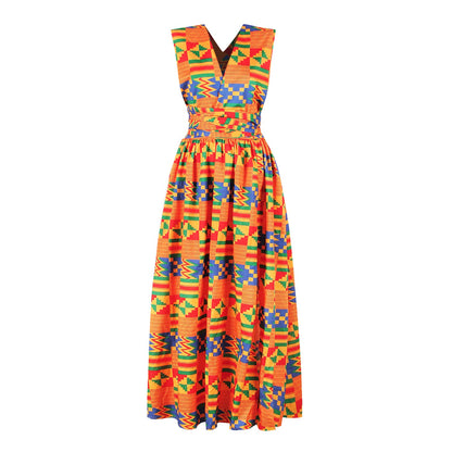 African Print Irregular Dress with Versatility