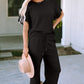 Textured Drawstring Waistband Pants and Top Set