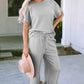 Textured Drawstring Waistband Pants and Top Set