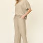 Textured Knit Short Sleeve Top and Pants Set