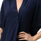 Dark Grey Silk Oversized Blouse – Effortless Dolman Sleeve Top | Femstylo