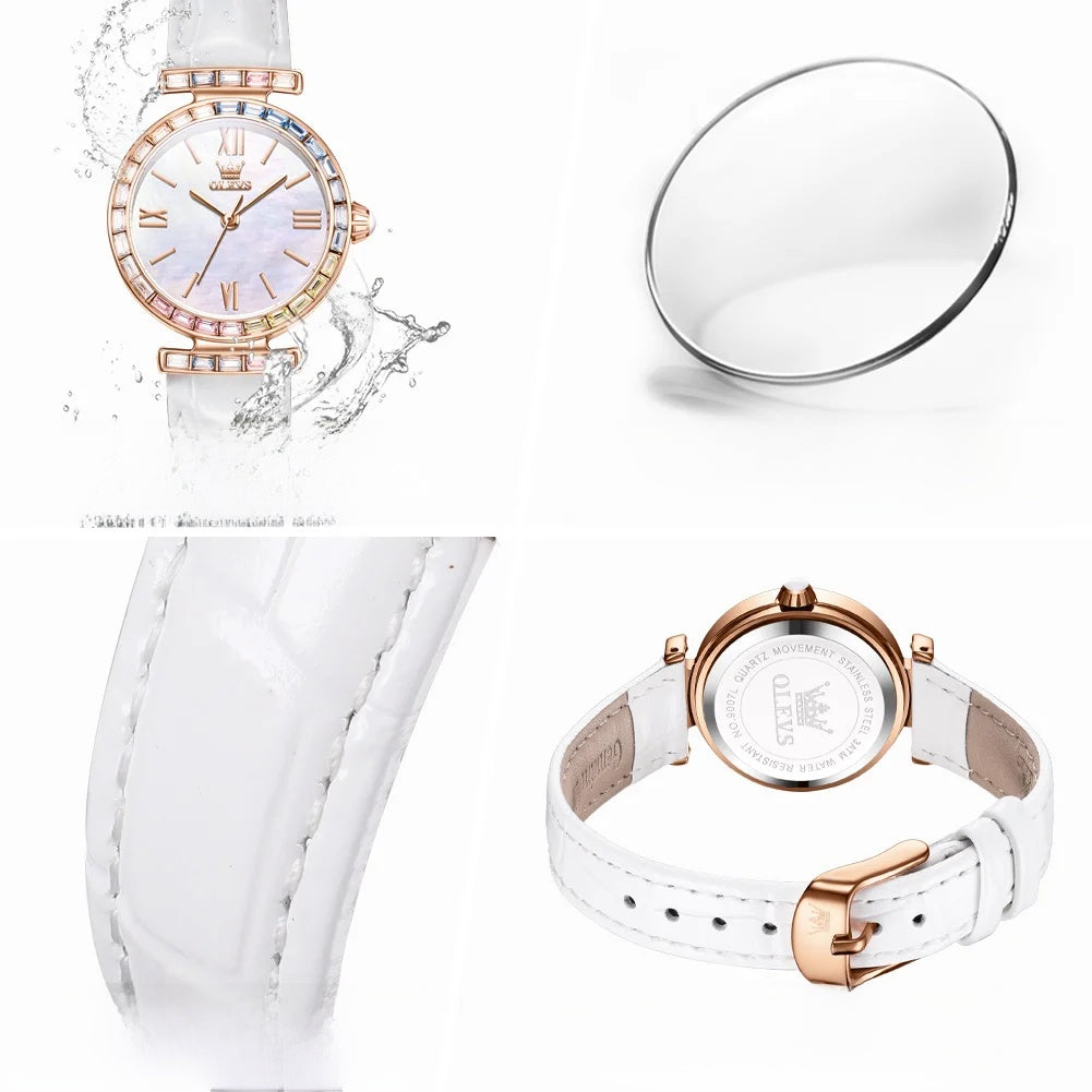 Women's Crystal Accent Leather Quartz Watch